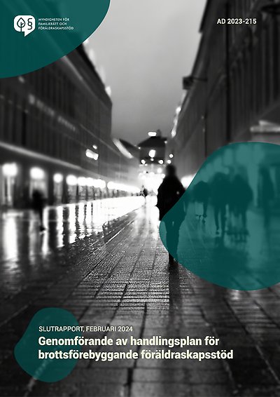 Omslag slutrapporten, en bild av ett regnigt city där en ungdom går i motljus