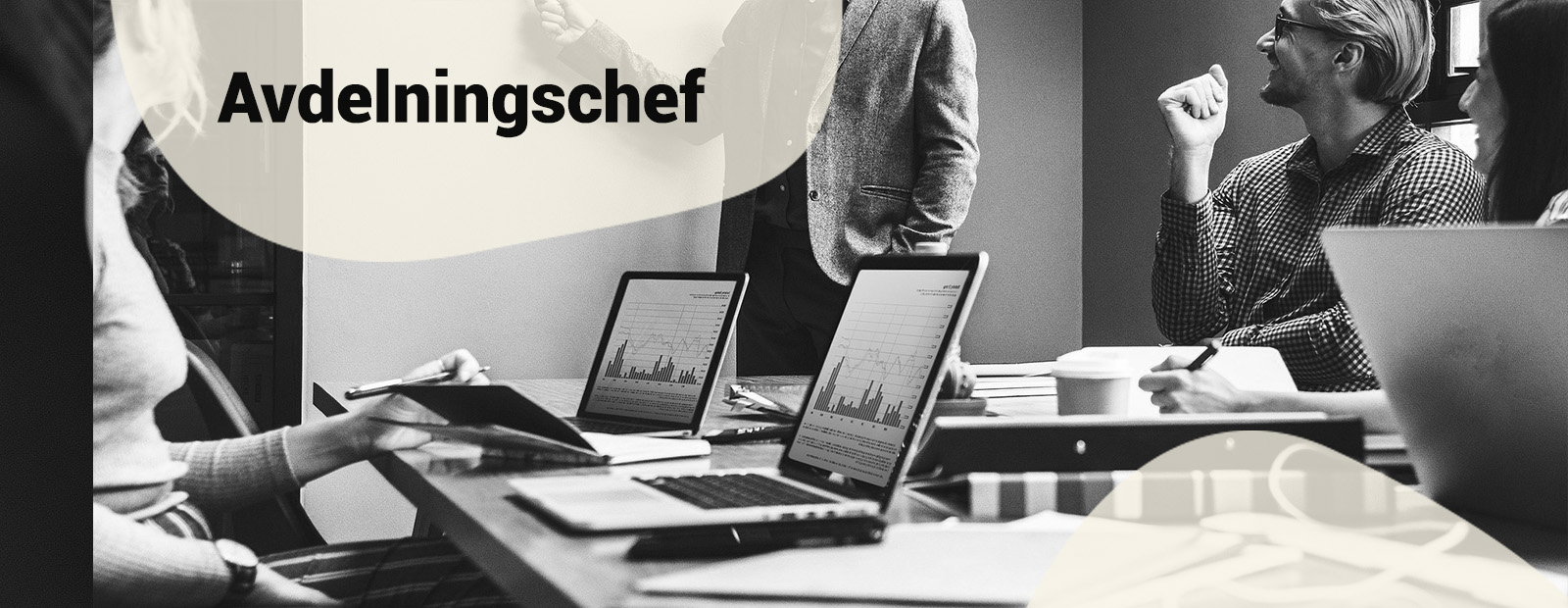 Bild på mötessituation och texten Avdelningschef
